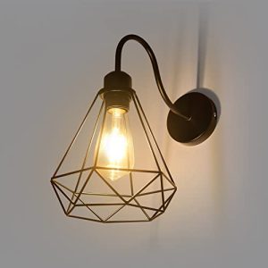 Industriële wandlamp, wandlamp, vintage verlichting, wandlamp, rustieke metalen kooi, wandlamp, Edison-stijl, antieke…