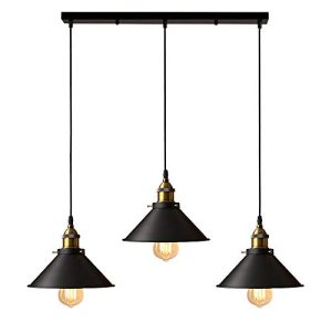 iDEGU Hanglamp met 3 lampen, vintage industriële metalen hanglamp in Edison-stijl, fitting E27, plafondlamp voor keuken…