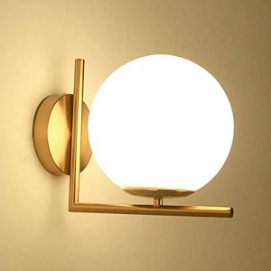 Mengjay Ronde glazen wandlamp, wandlamp E27 glas wandlamp industrie industriële loft lampen glazen kap kogelwandlampen…