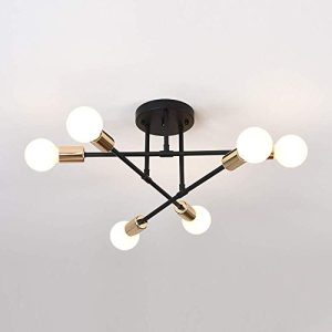 Vintage plafondlamp, E27, moderne plafondlamp, 6 lampen, industriële hanglamp voor slaapkamer, woonkamer