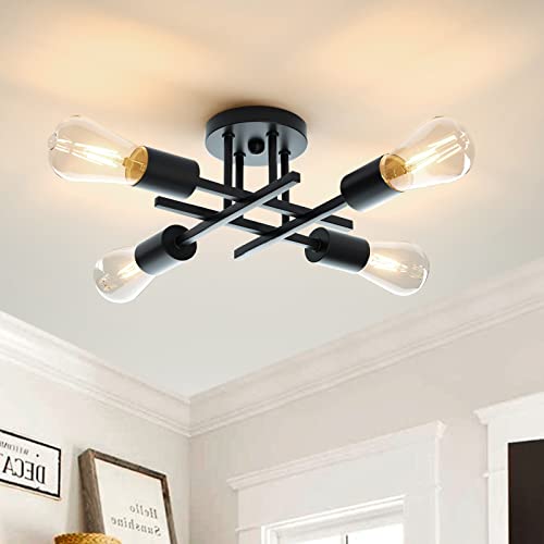 Plafondlamp Vintage, Namito 4 Vlammen Industriële Hanger Kroonluchter Lichtpunt voor Woonkamer Keuken Slaapkamer… - Afbeelding 3