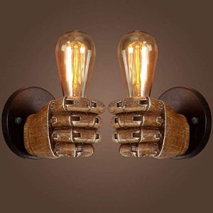 YNXing Antieke vuist-wandlamp, de vintage industriële wandlamp E27 Edison-lamp onderkant voor gang, keuken, slaapkamer…