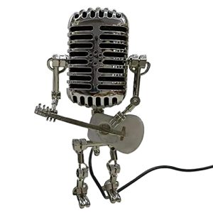 Vintage Lamp | Retro industriële steampunk bureaulamp met gitaar,Steampunk coole cadeaus voor dvd-liefhebbers, vrouwen…
