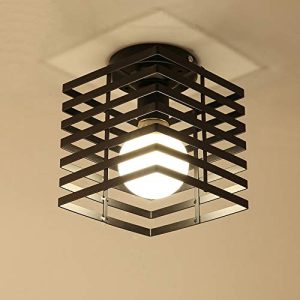 iDEGU Industriële plafondlamp kooi kroonluchter hanglamp van metaal ijzer lamp voor slaapkamer keuken hal zwart