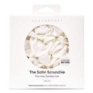 Veganboost Satin Scrunchies White Big Size